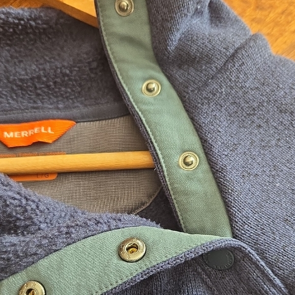 Merrell Women's Medium Cowl Neck Snap Thick Fleece Thumb Hole Pocket Pullover - Picture 16 of 16